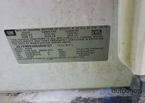 2016 Cadillac Srx Luxury Collection z USA, uszkodzony, nr VIN 3GYFNEE33GS538121